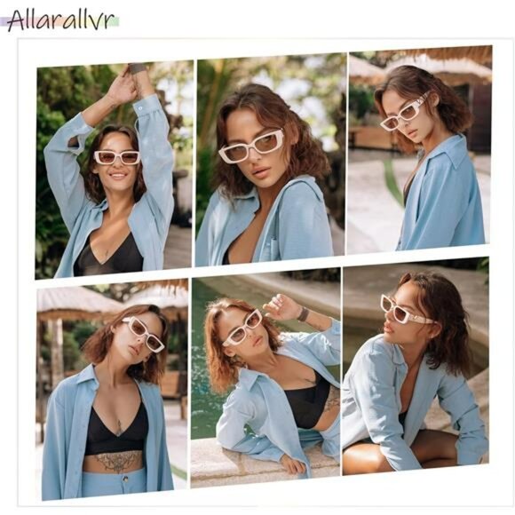 Retro Rectangle Sunglasses Women Y2K 90s Vintage Square UV Protection Shades - Picture 3 of 6